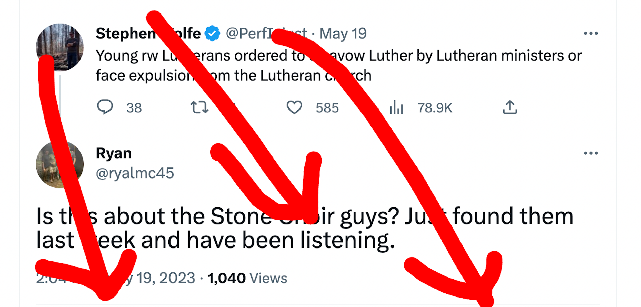 Stephen Wolfe: Young rw Lutherans ordered to disavow Luther by Lutheran ministers or face expulsion from the Lutheran church. Reply from "ryan": "Is this about the Stone Choir guys? just found them last week and have been listening.'